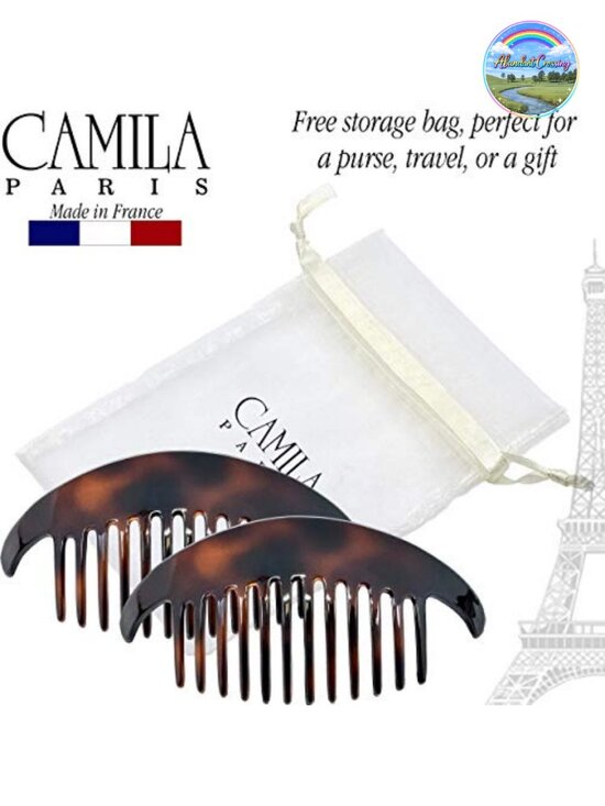 4 Piece French Hair Side Combs, Cellulose Acetate Interlocking Combs for Bun main image 4